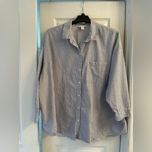 Old Navy Women’s Navy and White Striped Shirt
The Boyfriend Shirt